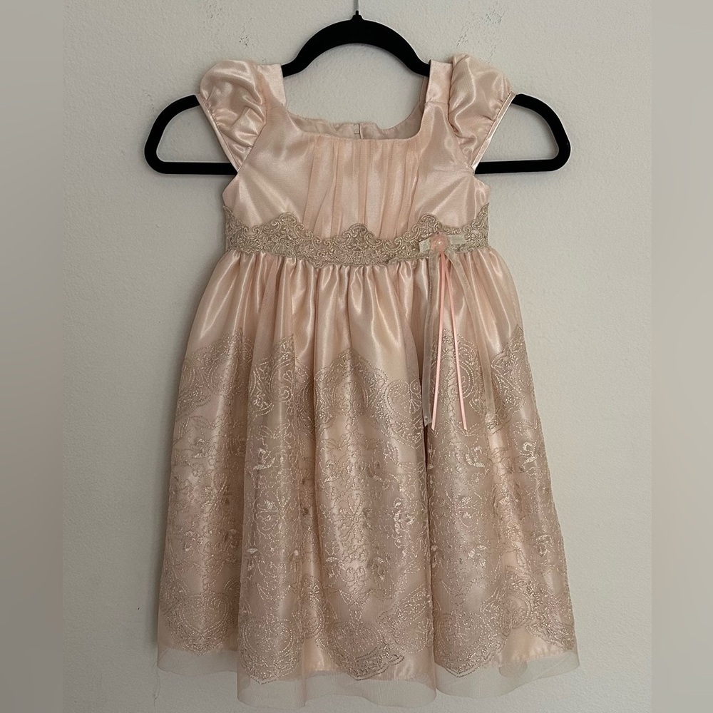 Bonnie Jean Blush and Gold Elegant Dress